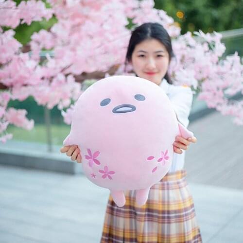 45CM Kawaii Egg Anime Plush Pillow Cartoon Anime Figure Plush Doll New Cute Pink Lazy Egg Plush Toy Birthday Gift for Girls Kids