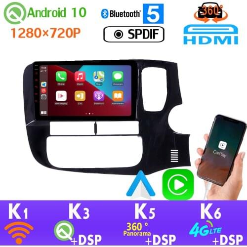 PX6 Android 10.0 1280*720P For Mitsubishi Outlander XL 3 GPS Navigation Radio CarPlay 4G LTE WiFi DSP Head Unit 360 4*AHD Camera