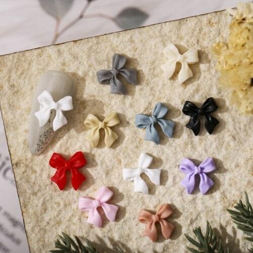 Mix Color Nail Resin Bow Knot Nail Art Rhinestone Hotsale Red Black White Butterfly Tie Polish Plastic Manicure Nails Art Access