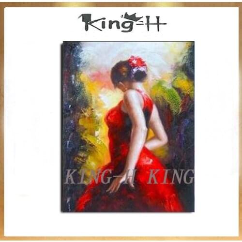 Figure painting jump in red dress sexy girl figure painting hand-painted wall on the canvas sitting room adornment household