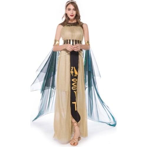 Sexy Egyptian Goddess Costume Adult Women Halloween Cosplay Masquerade Party Dress