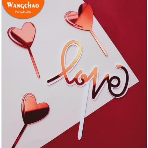 Wedding cake Topper Set Love Heart Sweet Lovers Cake Topper For Anniversary Valentines Day Wedding Party Cake Decorations