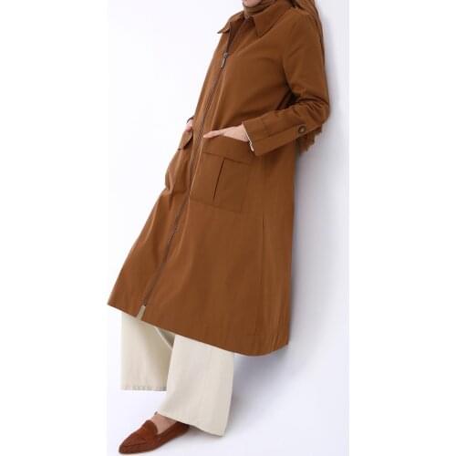ZIPPERED POCKET TRENCH COAT