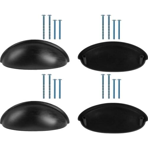 4 Zinc Alloy Door Handles Vintage Decorative Furniture Knobs Semi-Circular Shell Cabinet Handle Drawer Dresser Pulls with Screws