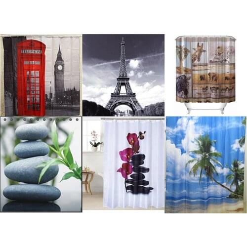 Wholesale 100pcs/lot 180x180cm Waterproof Polyester Shower Curtain Bathroom Product Fabric Curtains Flower Scenic Animals