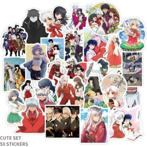 50pcs/Pack Cartoon inu yasha Anime Stickers Waterproof Luggage Skateboard Guitar Laptop Graffiti Graffiti Sticker Kids Toy