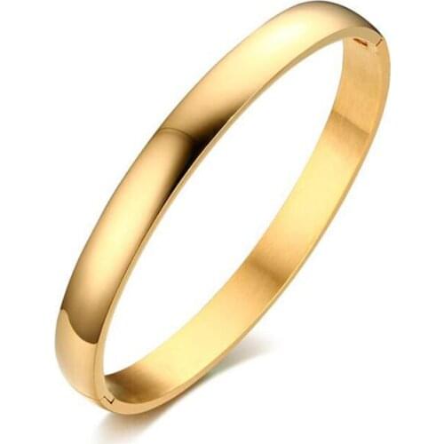 Womens Stars Charm Trendy Bangle Gold Color Stainless Steel Bracelet Cuff Bracelets Bangles Pulseiras Female Jewelry