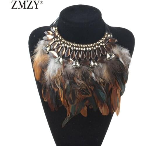 ZMZY Elegant Fashion Statement Necklace New Latest Design Choker Feather Necklaces & Pendants Women Bijoux Jewelry