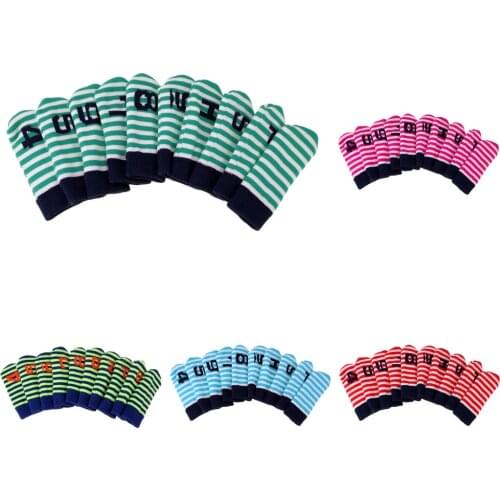 10 Pcs Golf Iron Head Cover Set Knit Sock Sleeve Protecor Club Putter Headcovers Universal for Golf Clubs Head 4-9 and PAS Club