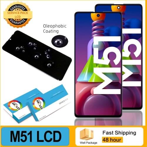 100% Original Amoled 6.7'' Display for Samsung Galaxy M51 M515 M515F M515F/DS Full LCD Touch Screen Digitizer Repair Parts