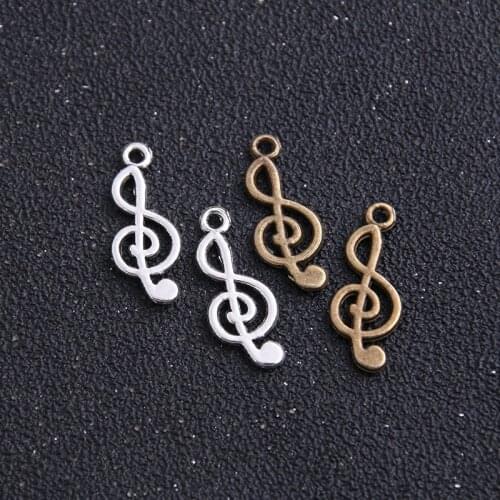 20pcs/lot 10*25mm Antique Wholesale Alloy Music Note Charms Jewelry Charms Findings