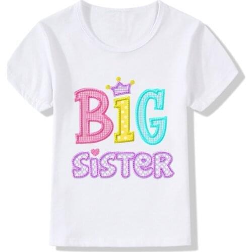 2018 Children Big Sister Print T-Shirts Toddler Kids Summer Tops Boys/Girls Short Sleeve Casual Clothing Baby Tee shirt,HKP2182