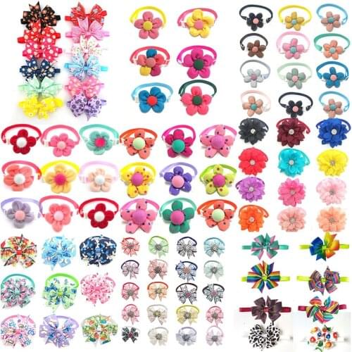 50pcs Mix Color Pet Cat Dog Tie Grooming Accessories Adjustable Neck Strap Dog Grooming Accessories Pet Bowtie Supplies