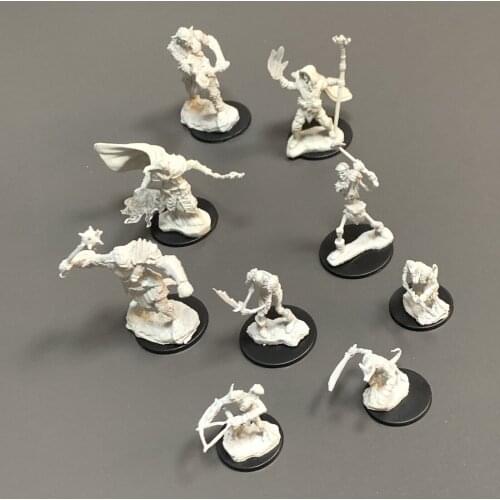 9PCS WZK Nolzurs Marvelous Bugbears Kobolds Skeletons Elf Male Wizards Board Game Unpainted HD Miniatures Role Playing Model