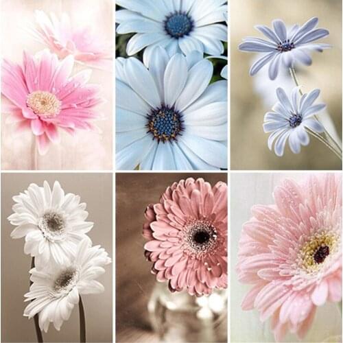 DIY 5D Diamond Painting Cross Stitch Daisy Full Round Drill Diamond Embroidery Flower Mosaic Rhinestones Pictures Home Decor