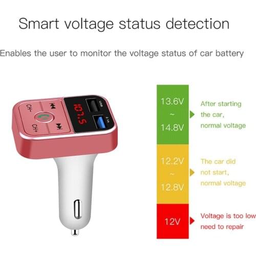 Car charger Voltage display Bluetooth MP3 Player Handsfree Car Kit FM Transmitter TF U disk Dual USB Charger Power Adapter