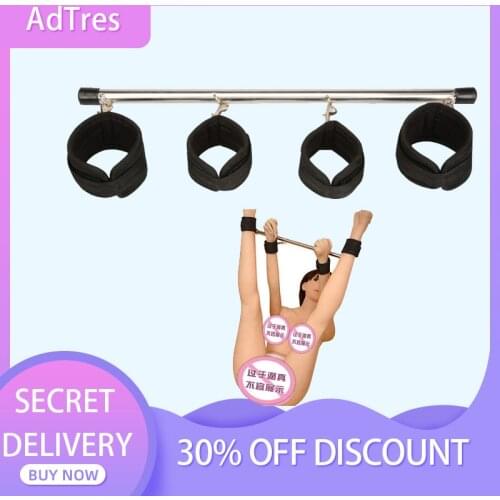 BDSM Bondage Set Stainless Steel Adjustable Spreader Bar Slave Handcuffs Ankle Cuffs Fetish Restraints Sex Toys for Couples