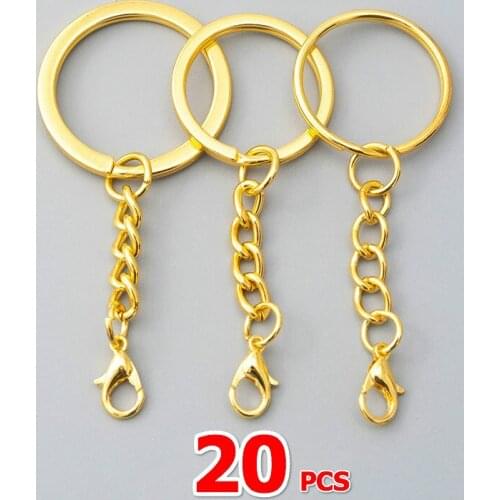 Bulk Wholesale 20pcs/lot 25 30mm Polished Keyring Keychain Short Chain Key Rings Women Men DIY Key Chains Jewelry Accessories