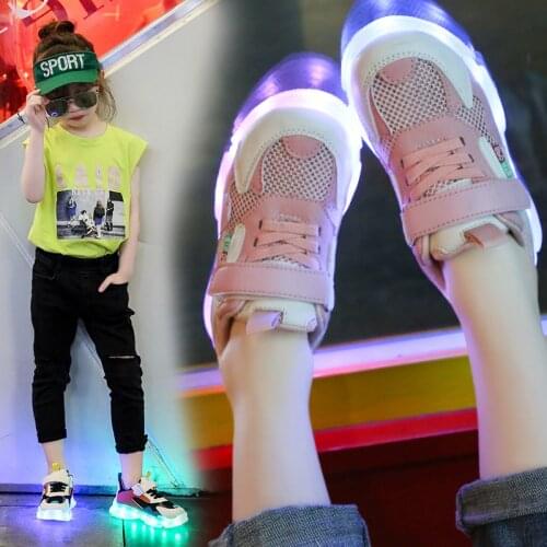 Size 25-35 Children Breathable Non-slip Sneakers Luminous Sneakers for Boys Girls Led Light Up Shoes Baby Glowing Casual Shoes