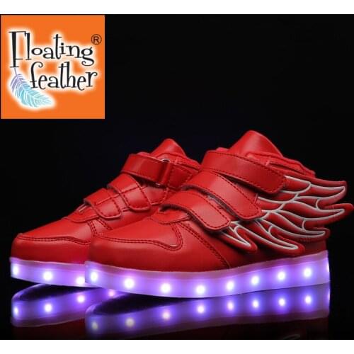 Pink Red Kids Light up Shoes with wing Children Led Shoes Boys Girls Glowing Luminous Sneakers USB Charging Boy Fashion Shoes