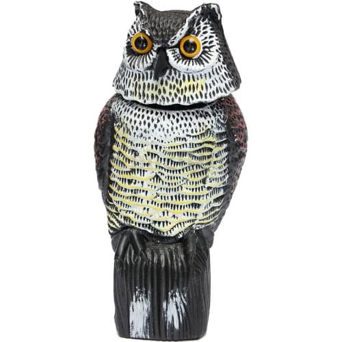 Home Decor Figurines Large Realistic Owl Decoy Rotating Head Weed Pest Control Crow Scarecrow