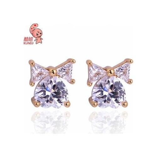 E-shine bowknot shape crystal metal material casual sporty style lover friend gifts anniversary banquet occasion jewelry