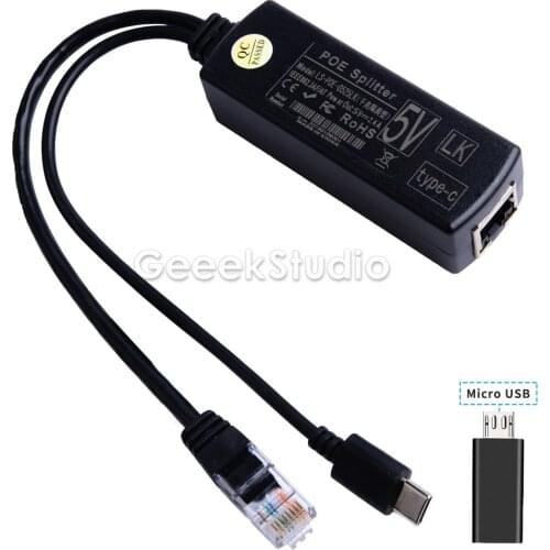 Gigabit Raspberry Pi PoE Splitter Gigabit USB Type C Power Over Ethernet IEEE 802.3af PoE Switch Extension