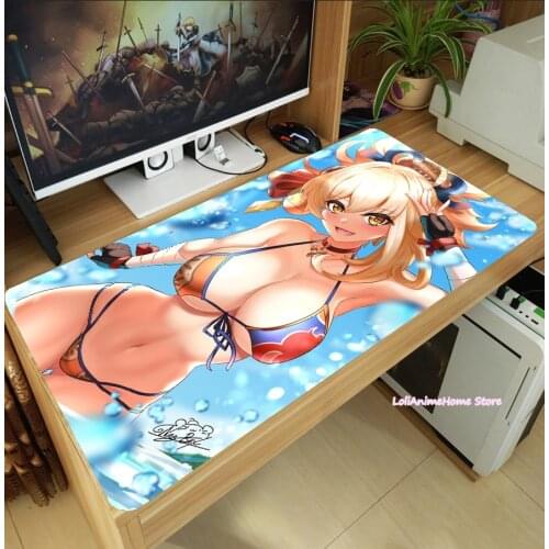 Custom made Genshin Impact Yoimiya Yan Fei Mouse Pad Anime Thicken Laptop Gaming Mice Mat Table Keyboard Mat Anti-Slip Playmat