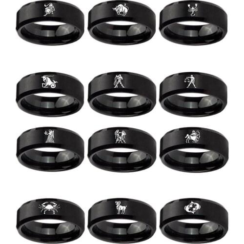 12 Zodiac Finger Ring Fashion Stainless Steel Aries Taurus Rings Friendship Jewelry Accessories Christmas Gift Rings For Women