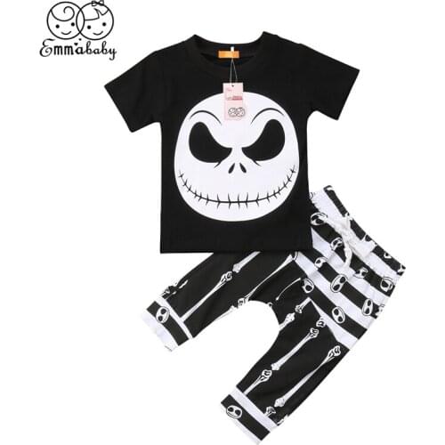 Kids Baby Boy Clothes Set Halloween Outfit Short Sleeve Novel T-shirt Top Leggings Pants Newborn Toddler Kid Clothing 0-3T