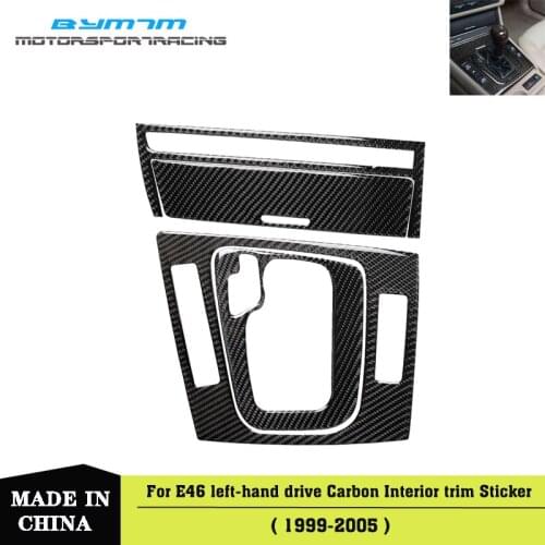 Left-hand drive Cigarette lighter frame Gear box Real Carbon fiber Automotive Interior trim For BMW 3-Series E46
