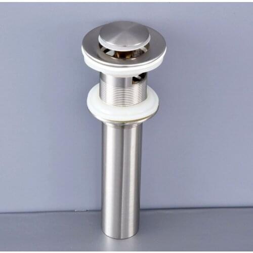 Brushed Nickel Brass Small Round Cap Pop Up Bathroom Sink Basin Waste / Drain With Overflow Bathroom Accessory msd073