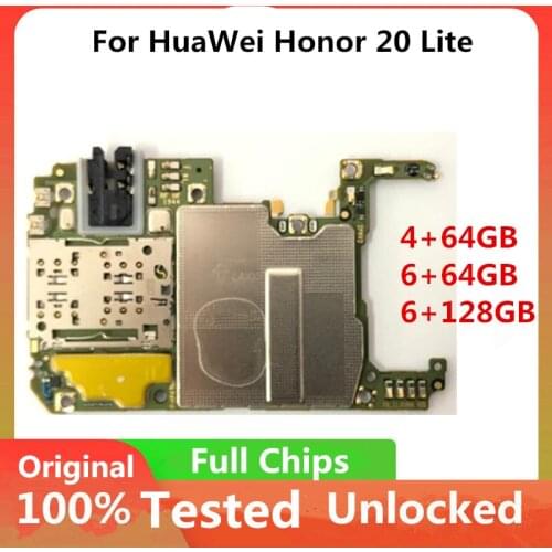 Unlocked For HuaWei Honor 20 Lite Motherboard Original Logic Board Mainboard WIth Full Chips With Android System 64GB 128GB