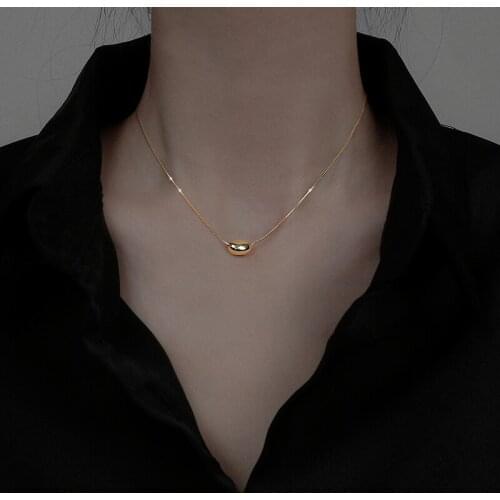 ModaOne Korean Acacia Peas Gold Color Handmade Clavicle Chain Necklace For Women Girls Simple Trendy Fashion Jewelry Gift