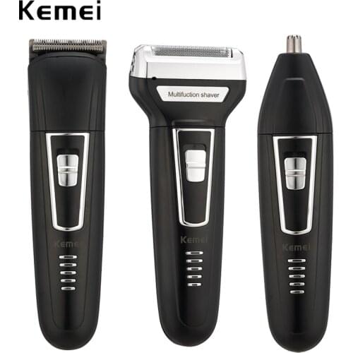 Kemei Men 3 In 1 Electric Shaver Nose Trimmer Rechargeable Beard Shaver Shaving Machine Floating Electric Razor Hair Trimmer