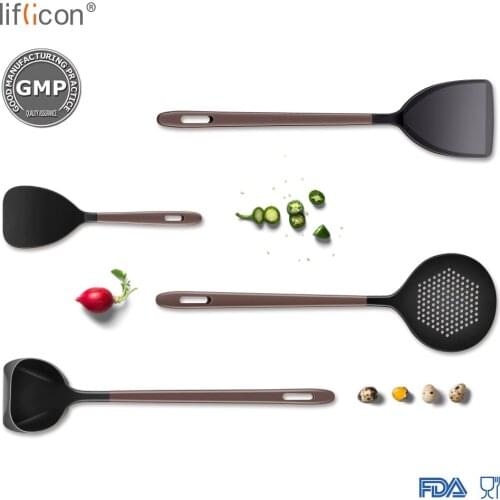 Liflicon Silicone Cooking Tools Set-Premium Kitchen Tools Utensils- 1 Laddle, 1 Skimmer,1 Rice Paddle, 1Turner - Heat Resistant