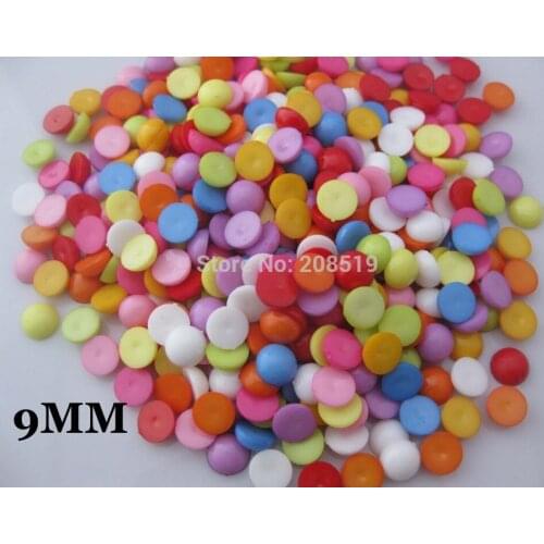NBNOKA 9MM semi-circle Flat Back Buttons mix multicolors 300pcs jewelry button Plastic DIY scrapbook Accessory