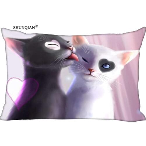 New Cat Animals Pillow Case Custom Wedding Pillowcase Cover Cases Gift Zippered Rectangle Pillow Case