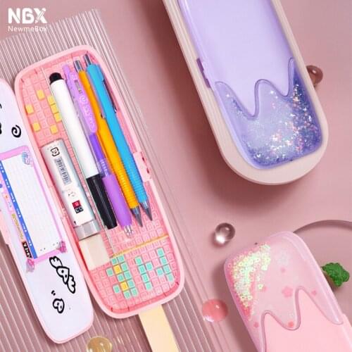 NBX DIY Assembled Pencil Case Quicksand Student Stationery Box Newmebox Cute Multifunctional Pen Bag twinkle star For Girls Boys