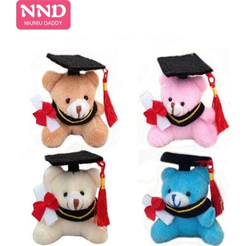 7cm Plush graduation bear keychain with 4 colors Plush toys wholesale 40pcs/lot