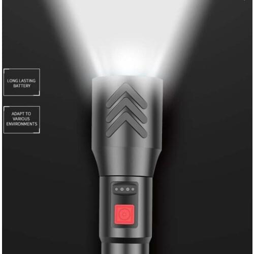 XHP50 Portable Flashlight With Pen Clip Powerful LED Lamp USB Charging Zoomable Waterproof LED Flashlight For Camping Outdoor