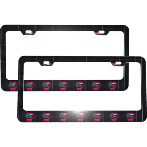 Sexy Lips Print Kiss License Plate Frame Car Plates Tags Bluish Printed Auto Tag Personalized Car Decoration