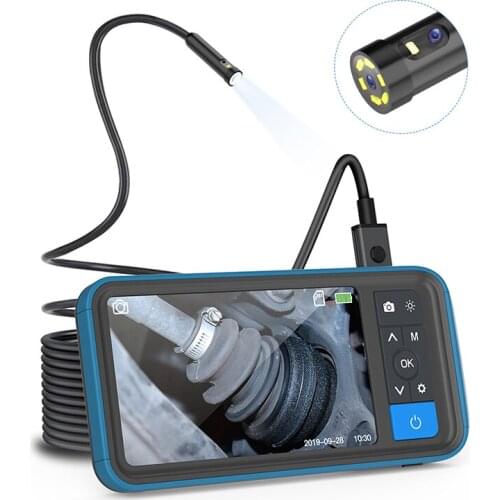Industrial Endoscope 1080P Dual Lens Inspection Camera 16.5ft Waterproof Borescope 4.5 Screen Snake Camera 32G Card PU Bag