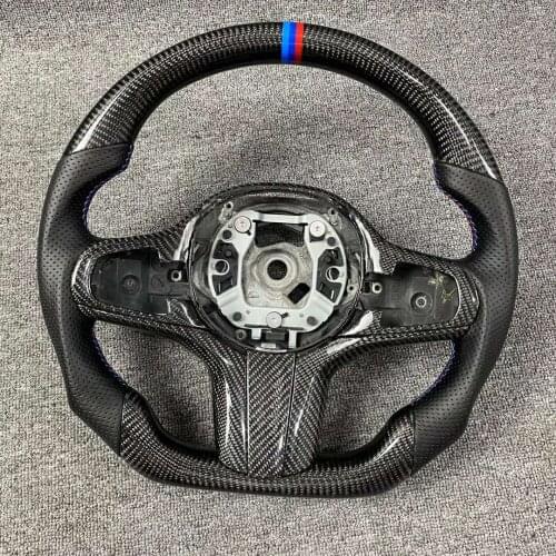 Racing Cuatomized Real Carbon Fiber Sports Steering Wheel Alcantara Leather compatible for BMW 5 series 525li 533Li 540Li