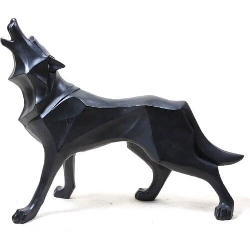 Wolf Statue Modern Abstract Geometric Style Resin Wolf Animal Figurine Office Home Decoration Accessories Gift