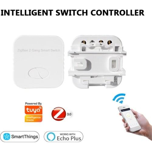 Tuya ZigBee 3.0 Smart Switch Voice Control Relay Module 2 Gang Remote Control Work With Alexa Smart Home Control System Switch