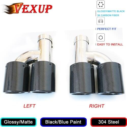 Top QualityCar H Shape Carbon Fiber GLossy/Matte Black Muffler Tip Quad Exhaust Tip Mufflers Tip Universal Dual Exhaust Pipe Tip