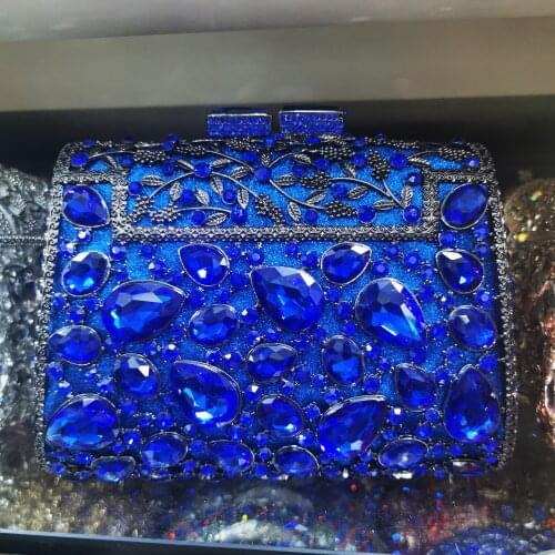 Xiyuan store Female AB Gold Hollow Out Rhinestones Evening Bags Party Clutch Bridal Purse Wedding Crystal Women Clutches Handbag