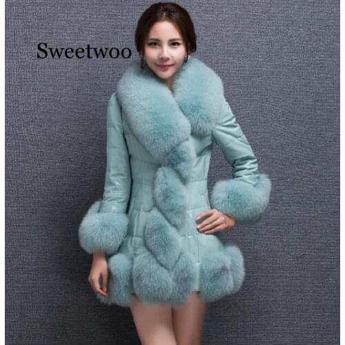 Plus size winter new imitation fox fur pu stitching coat womens faux fur jacket warm coat