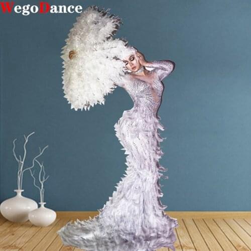 New Women Pink Feather Evening Formal Sexy Party Dress Glitter Rhinestone Prom Gown Robe